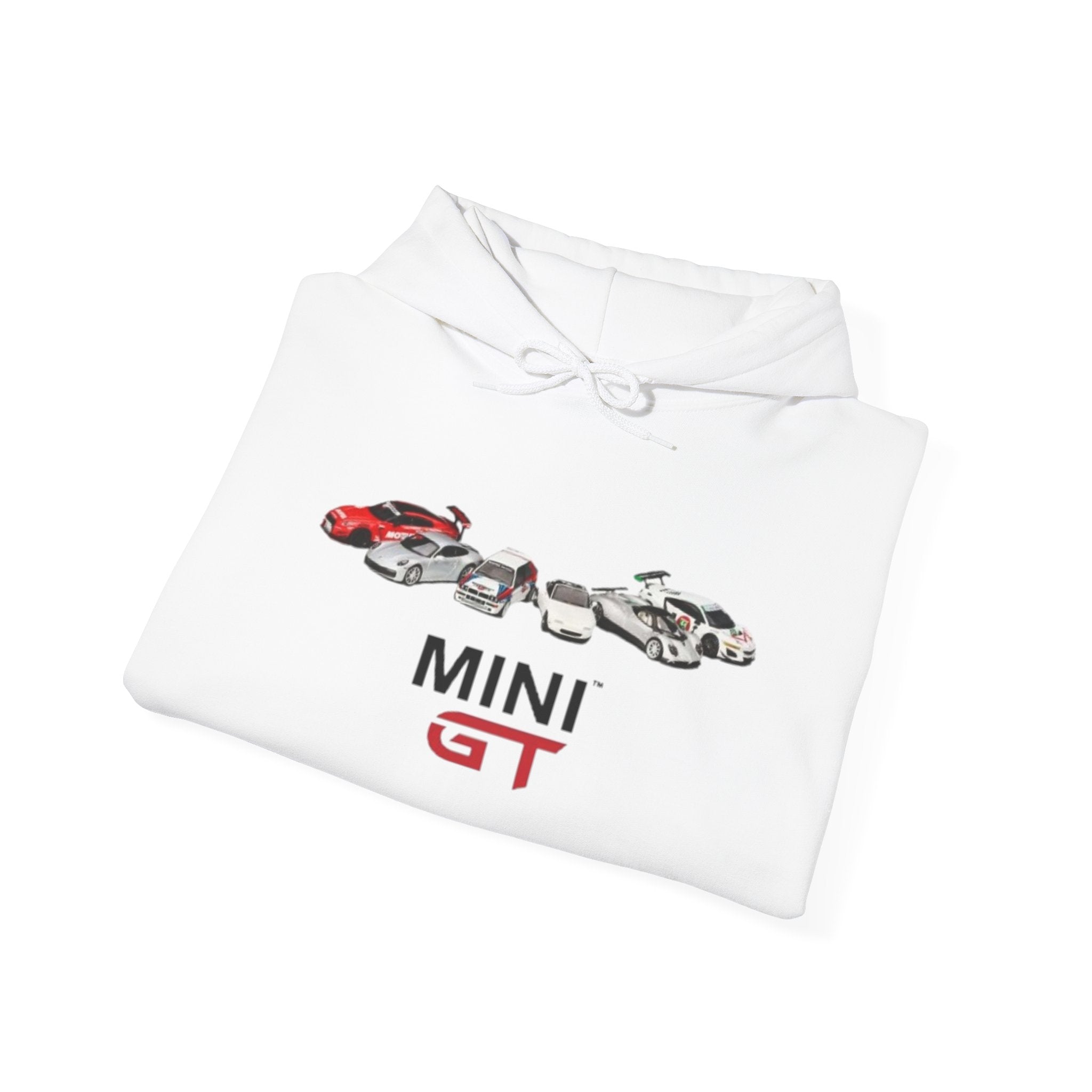 MINI GT Cars Hoodie — Retro Racing Three-Car Design Printify