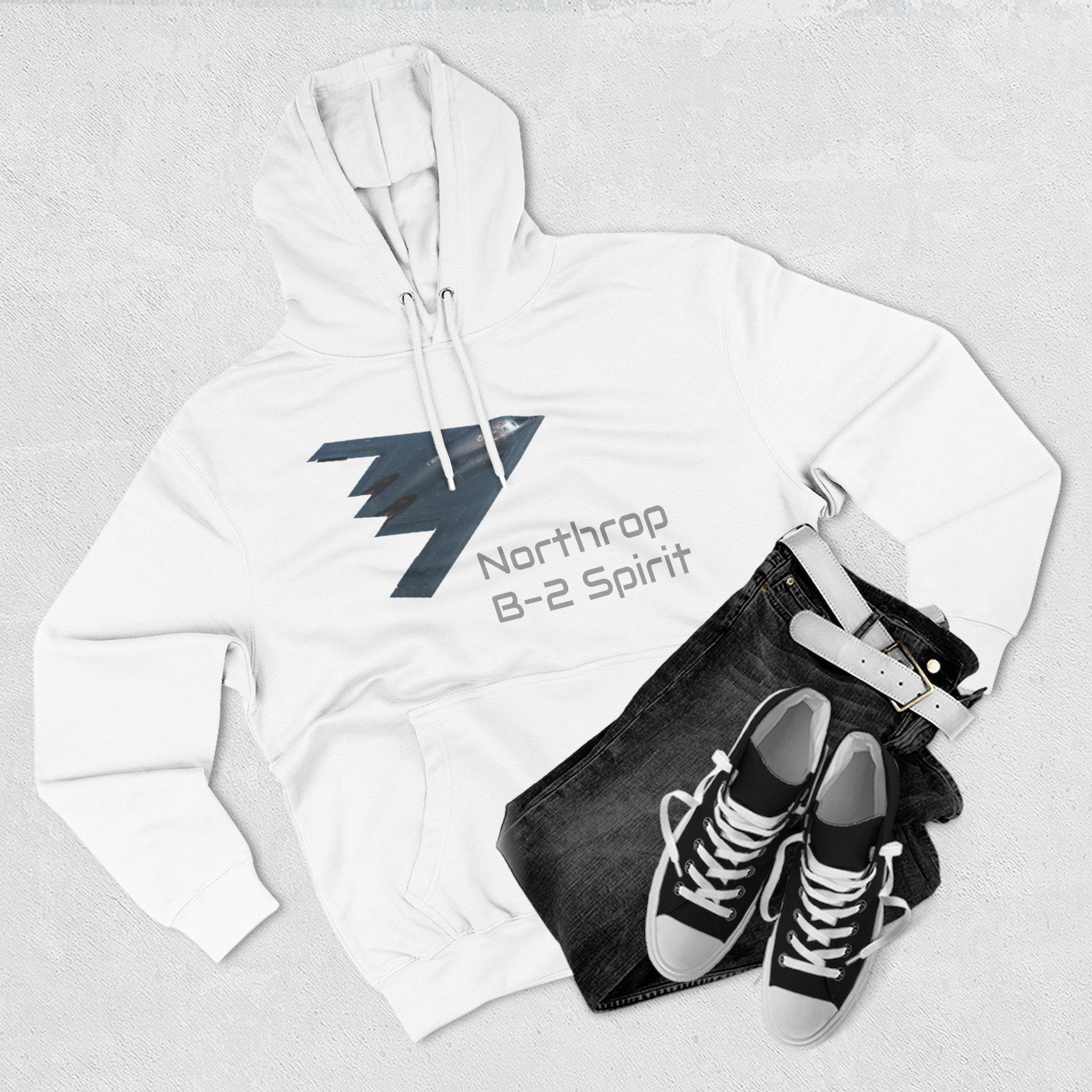 B-2 Spirit Hoodie — Northrop Three-Panel Stealth Aircraft Pullover Printify