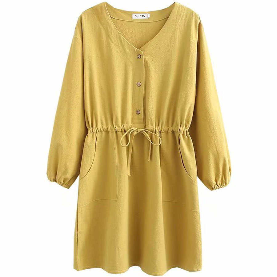 Plus Size Women's Fat Mm200 Kg Spring Dress New Ladies Loose Large Cotton And Linen Waist Dress Just design