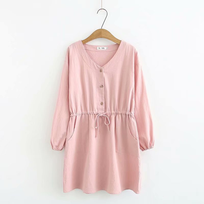 Plus Size Women's Fat Mm200 Kg Spring Dress New Ladies Loose Large Cotton And Linen Waist Dress Just design