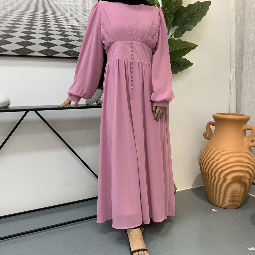 High-density Double Chiffon Fashion Simple And Elegant Muslim Dress Just design