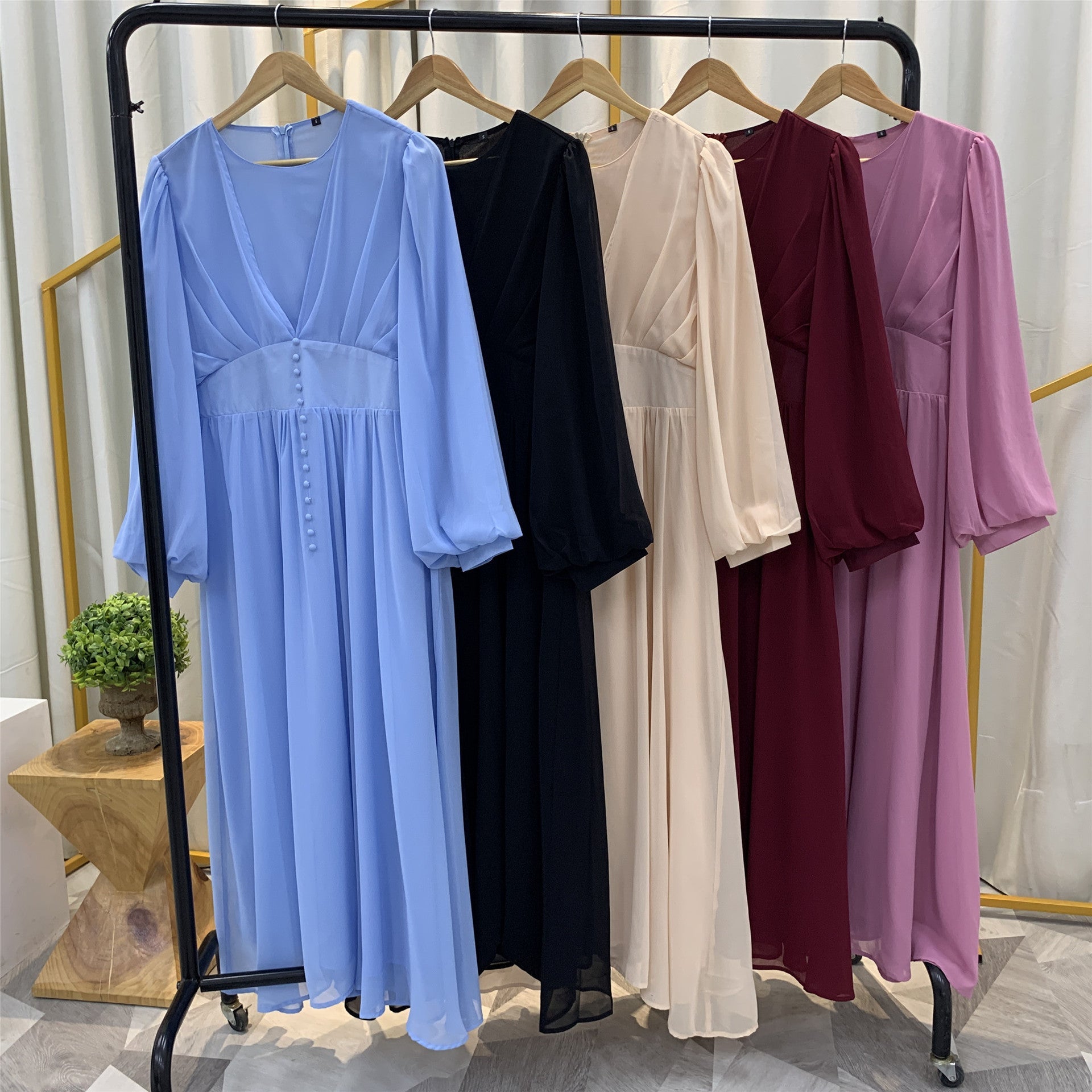 High-density Double Chiffon Fashion Simple And Elegant Muslim Dress Just design