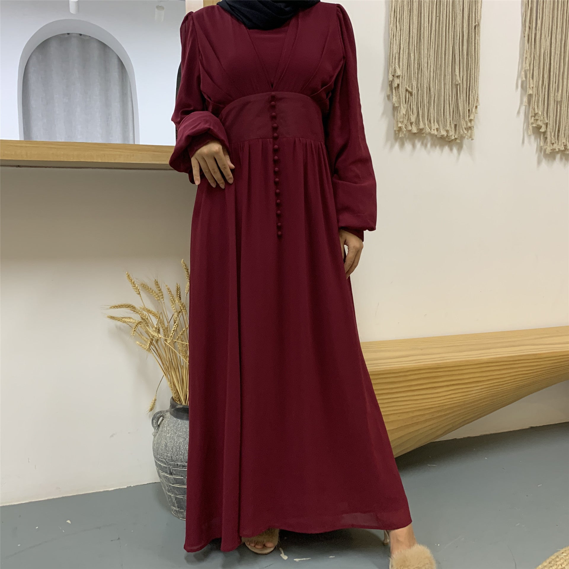 High-density Double Chiffon Fashion Simple And Elegant Muslim Dress Just design