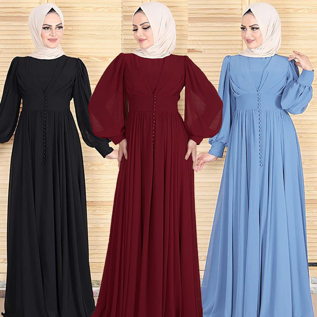 High-density Double Chiffon Fashion Simple And Elegant Muslim Dress Just design