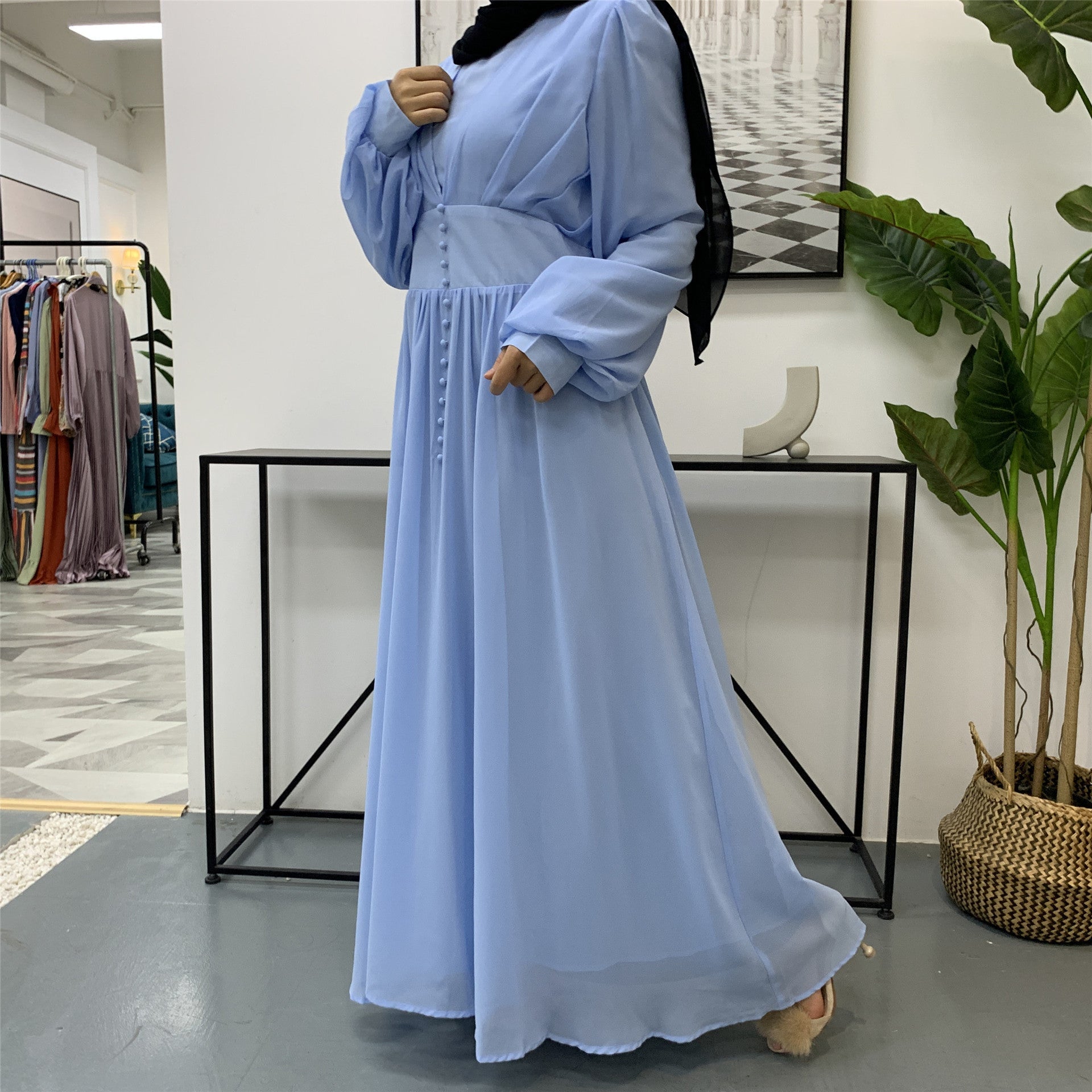 High-density Double Chiffon Fashion Simple And Elegant Muslim Dress Just design