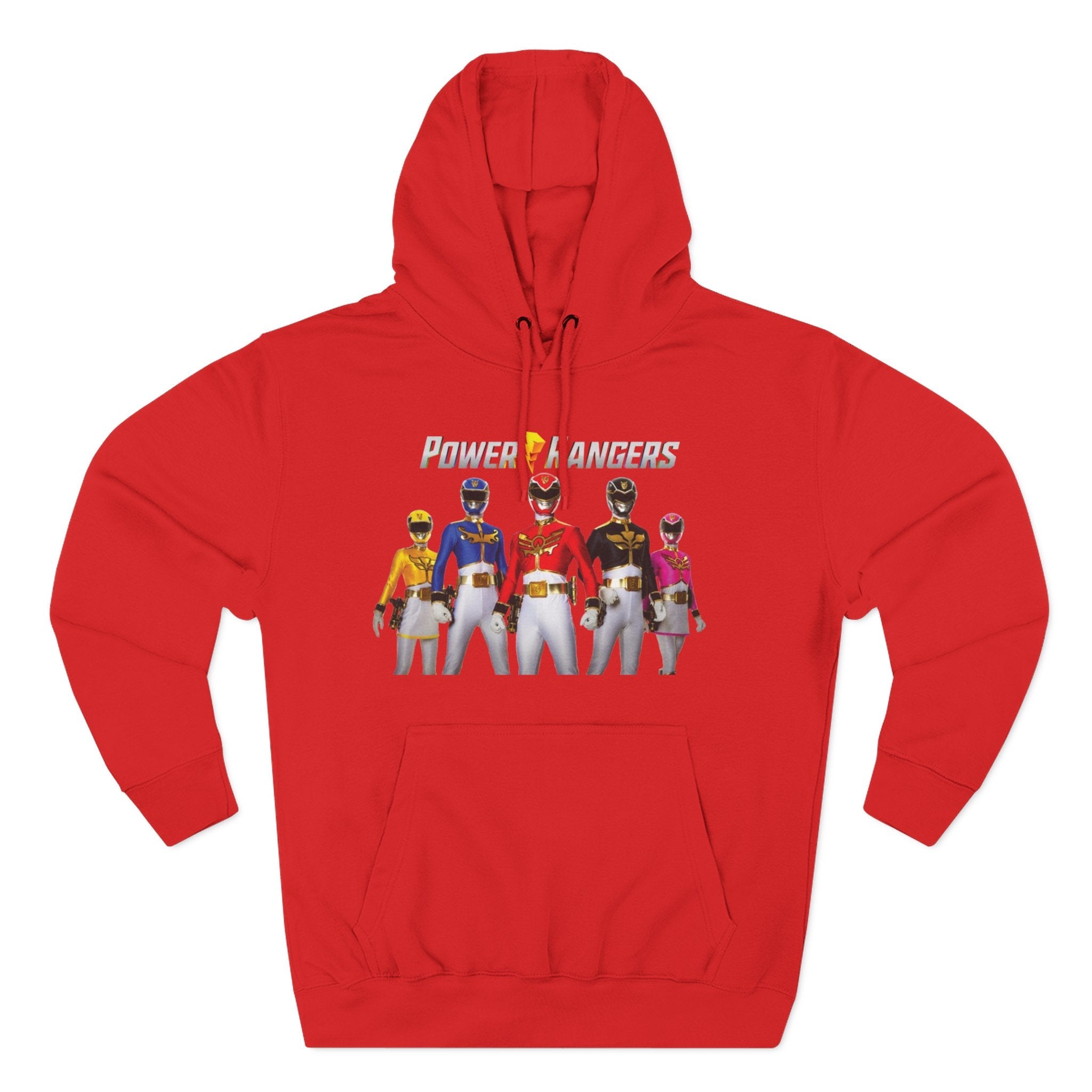 Power Rangers Team Hoodie — Retro Ranger Group Graphic Fleece Hoodie Printify