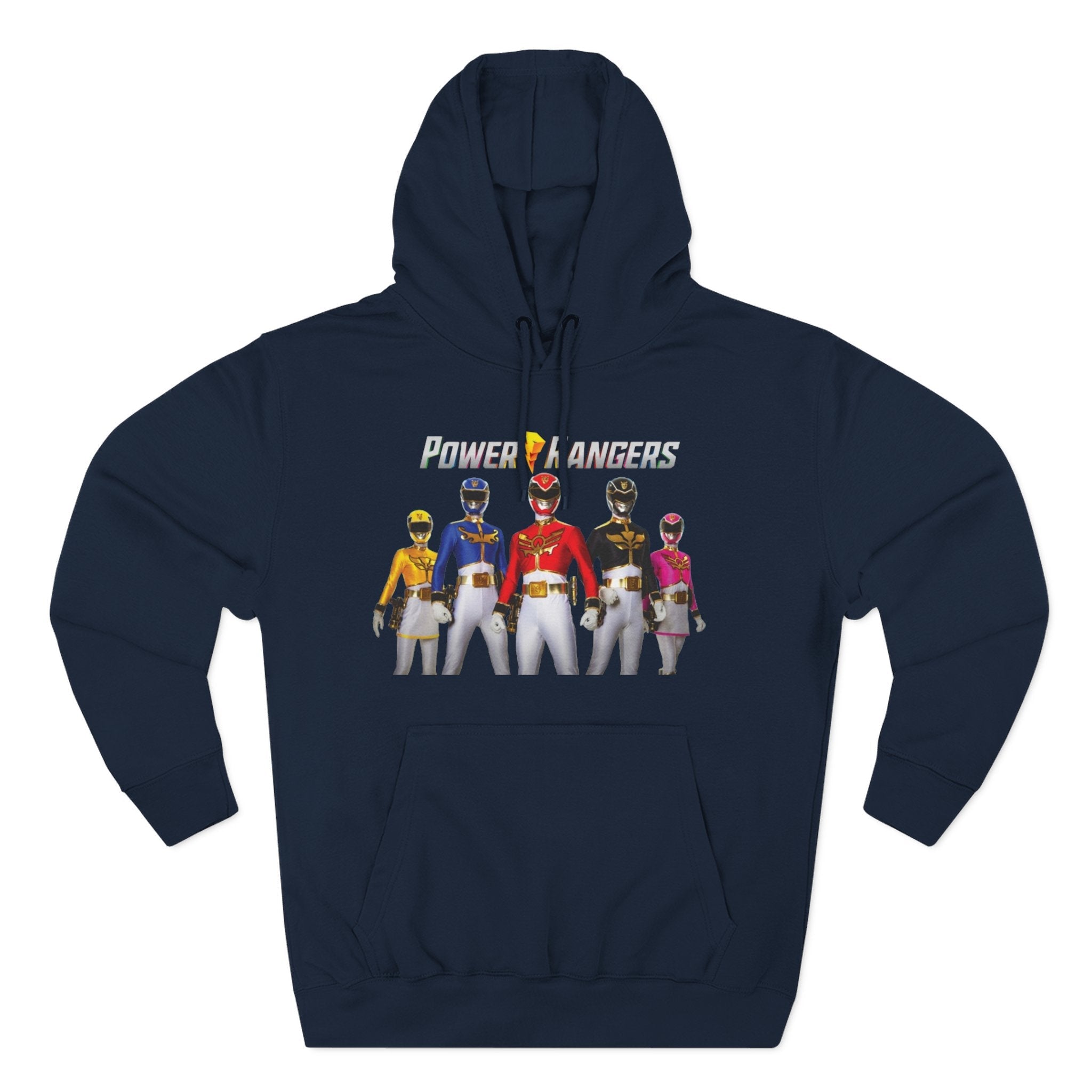 Power Rangers Team Hoodie — Retro Ranger Group Graphic Fleece Hoodie Printify