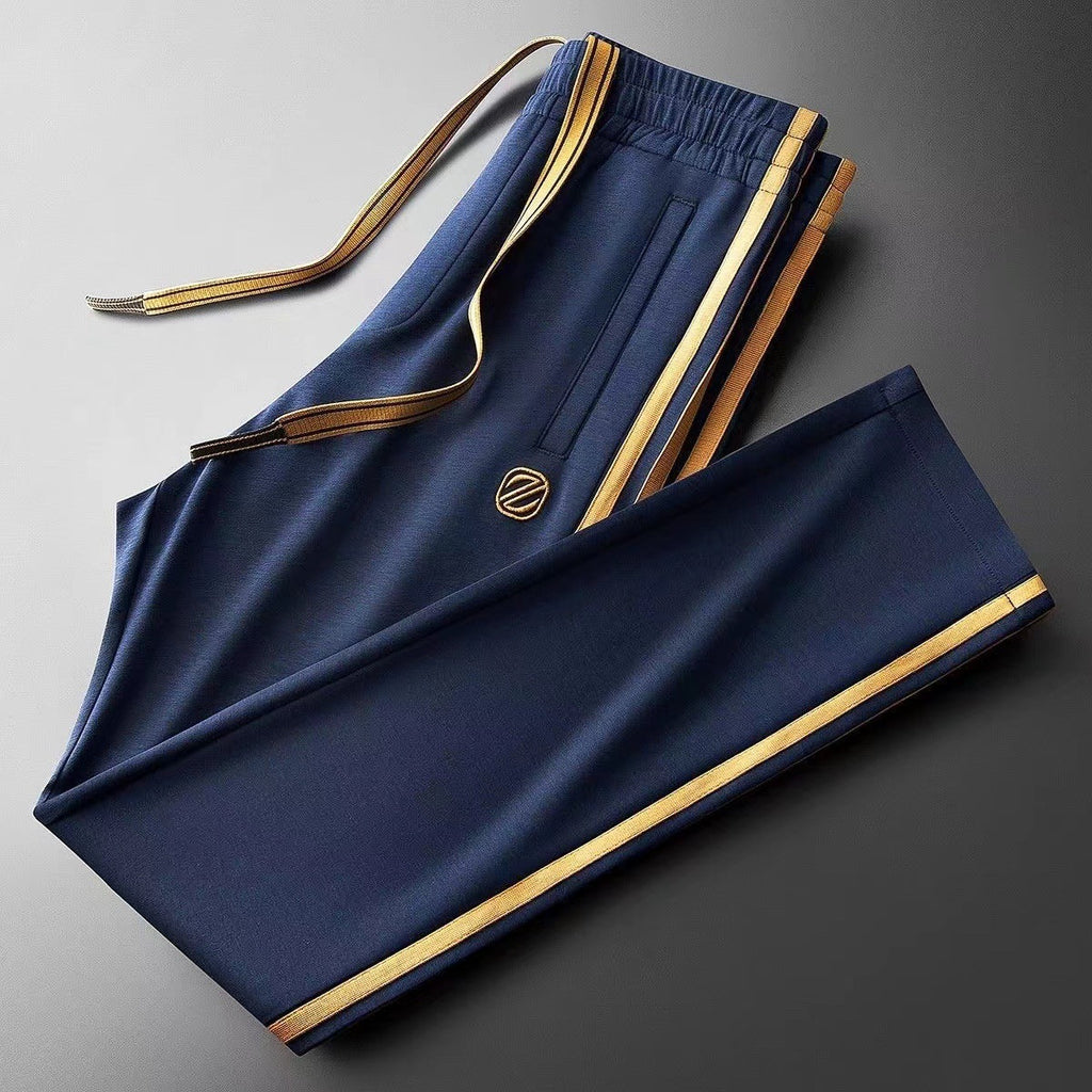Light-luxury Blue Side Stripes In A Contrasting Color Slim-fit Casual Style Just design