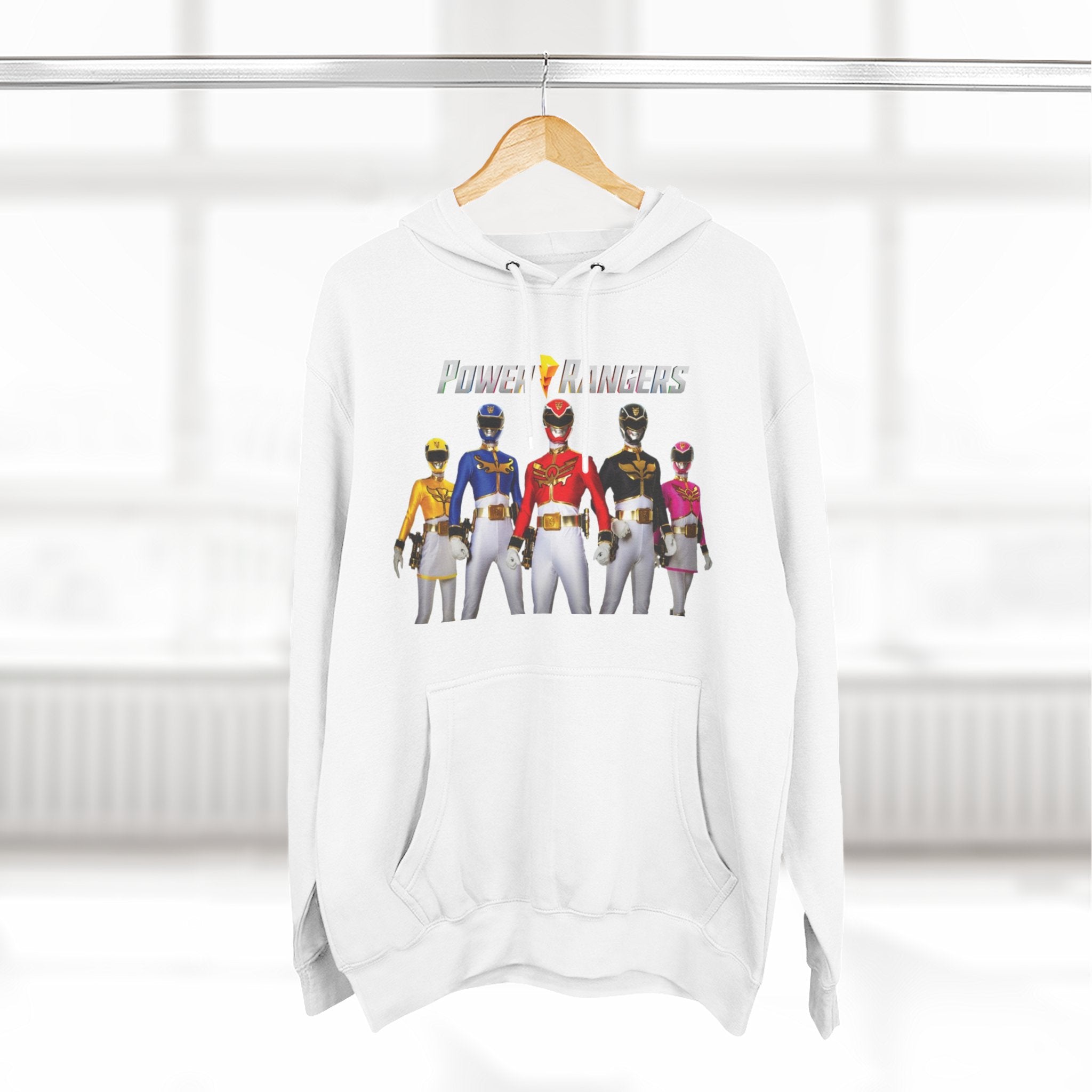 Power Rangers Team Hoodie — Retro Ranger Group Graphic Fleece Hoodie Printify