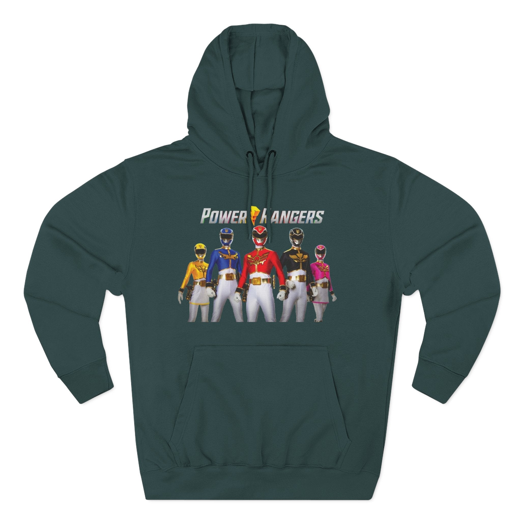 Power Rangers Team Hoodie — Retro Ranger Group Graphic Fleece Hoodie Printify
