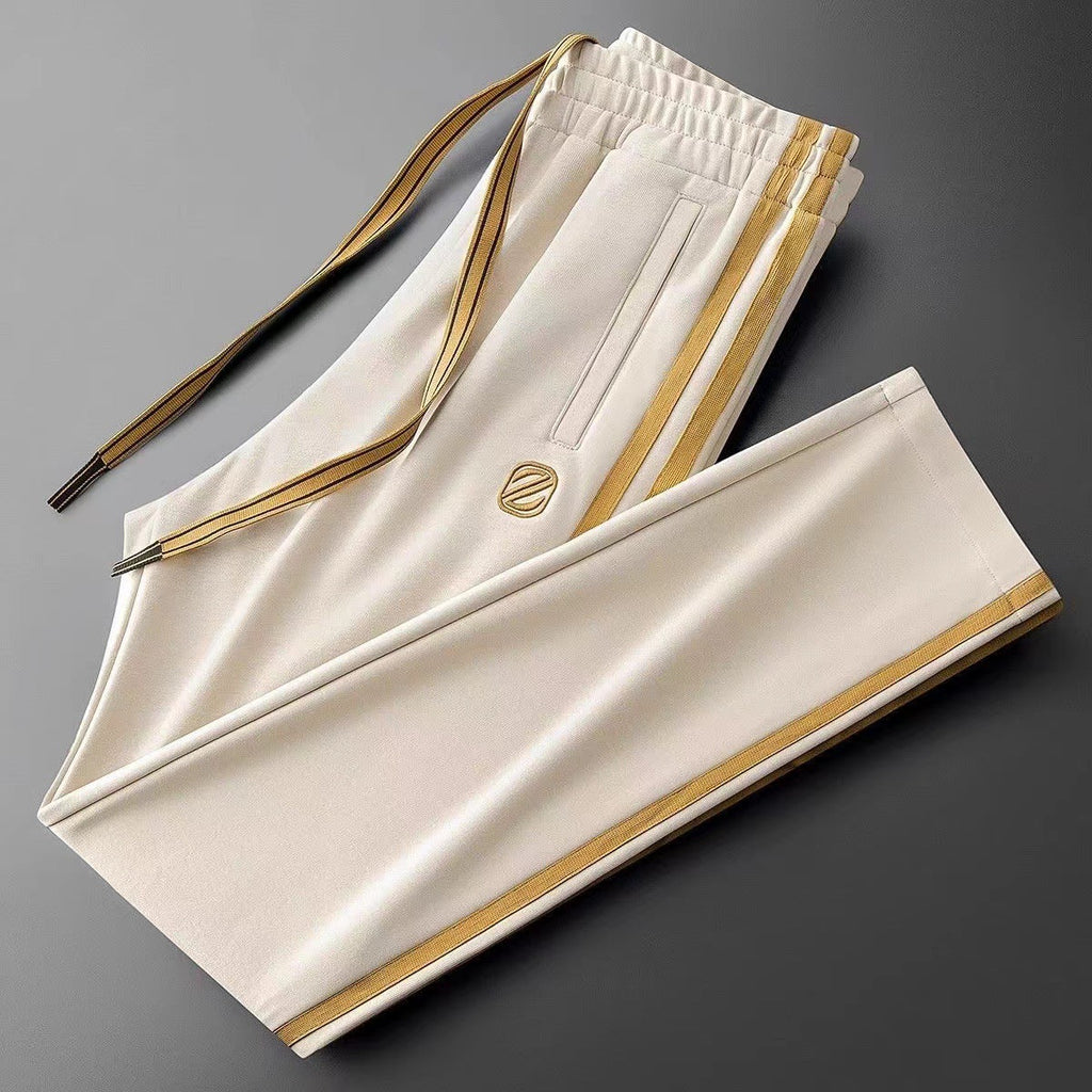 Light-luxury Blue Side Stripes In A Contrasting Color Slim-fit Casual Style Just design