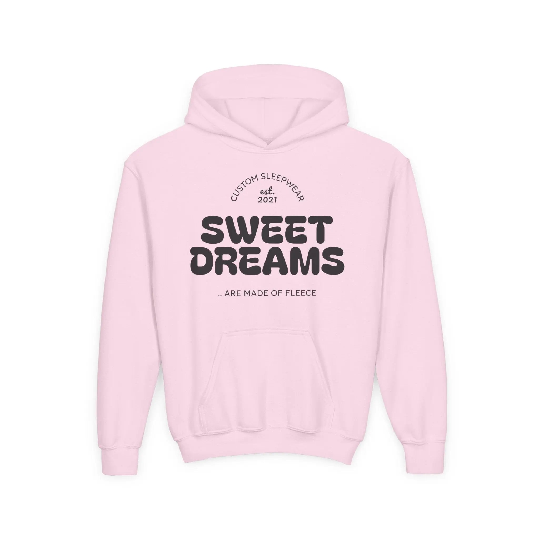Youth Hoodie - "Sweet Dreams" Cozy Fleece Pullover with 'Be Good Do Good' Back Print Printify