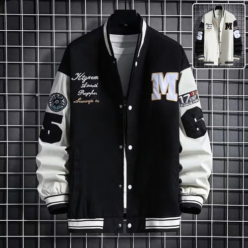 Men's Baseball Jacket Fashion Casual Letter Number Print Button-down Tops Streetwear Clothing Just design