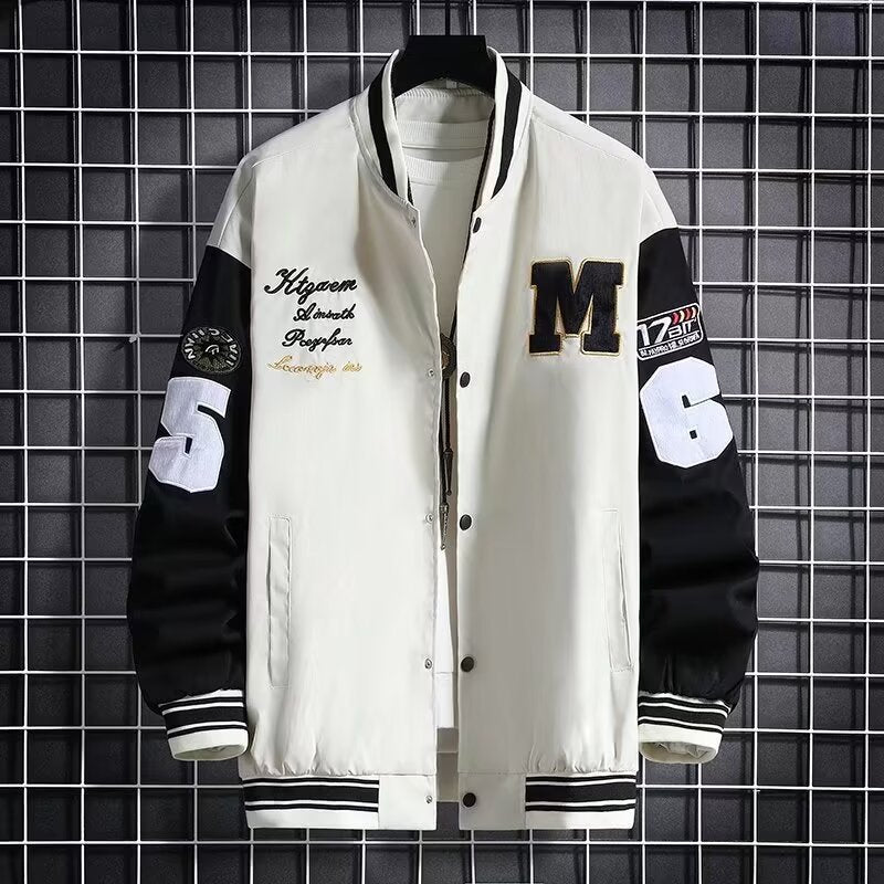 Men's Baseball Jacket Fashion Casual Letter Number Print Button-down Tops Streetwear Clothing Just design